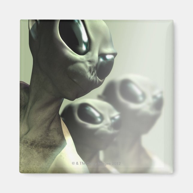 Family of aliens huddled together. magnet (Front)