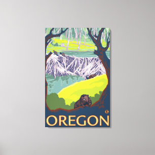 Family of Beavers Canvas Print