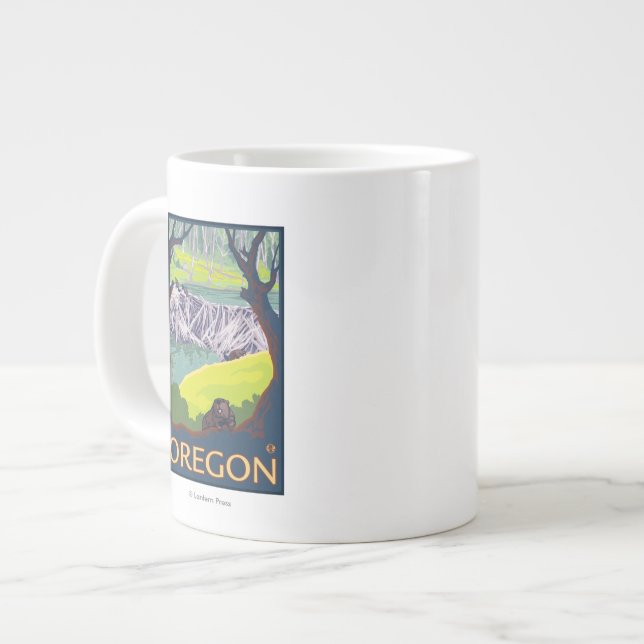 Family of Beavers Large Coffee Mug (Front Left)