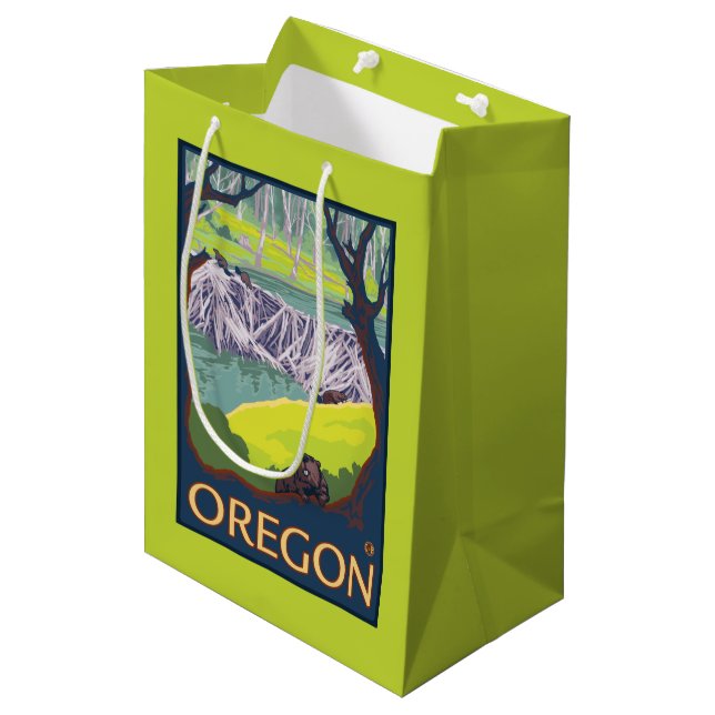 Family of Beavers Medium Gift Bag (Front Angled)