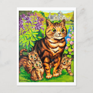 Family of Cats in a Garden, Louis Wain Postcard