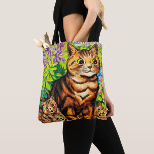 Family of Cats in a Garden, Louis Wain Tote Bag