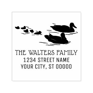 Family of Ducks Ducklings Name Return Address Self-inking Stamp