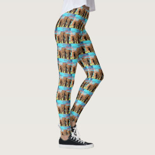 Family Of Elephants At Sunrise Pattern, Leggings