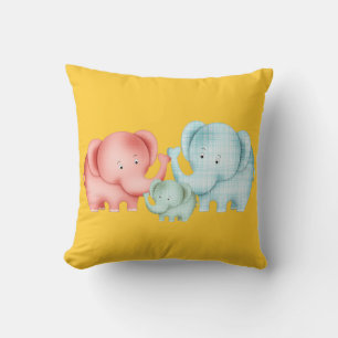 Family Of Elephants Mom Dad And Baby Throw Pillow
