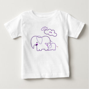 Family of Elephants with Clouds Purple Baby T-Shirt