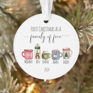 Family of Five Christmas Acrylic Ornament