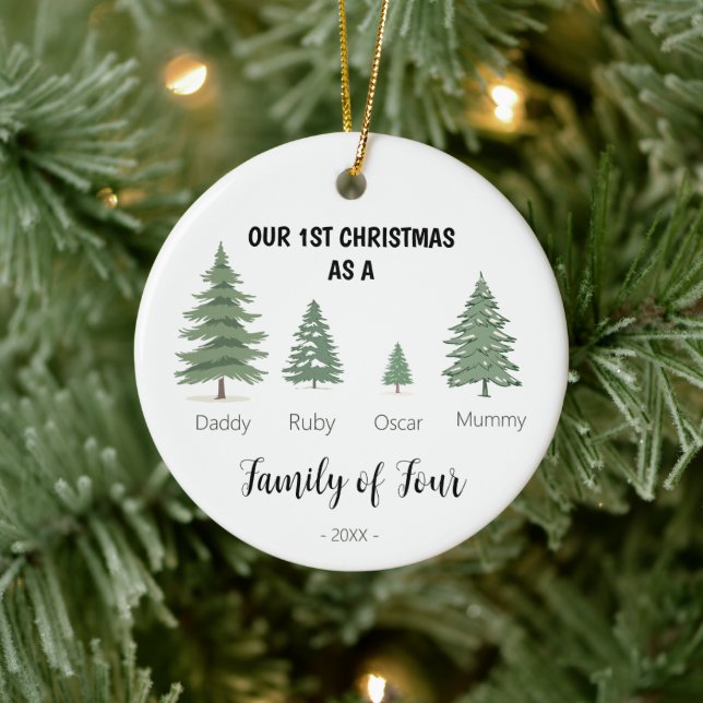 Family of Four First Christmas Ornament (Tree)