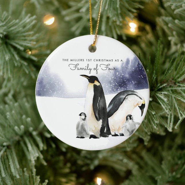 Family of Four Personalized Christmas Ornament (Tree)