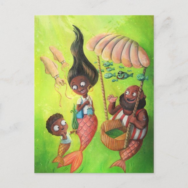 Family of Mermaids Postcard (Front)