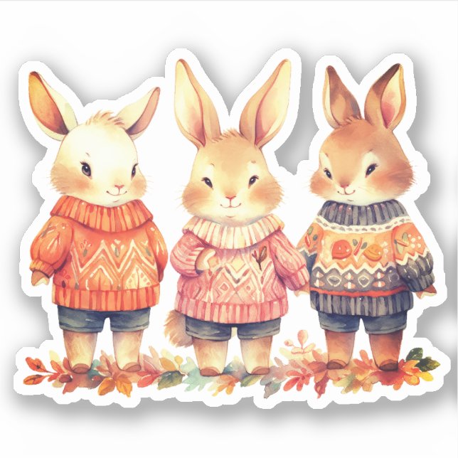 Family of Rabbits Fall Sticker (Front)