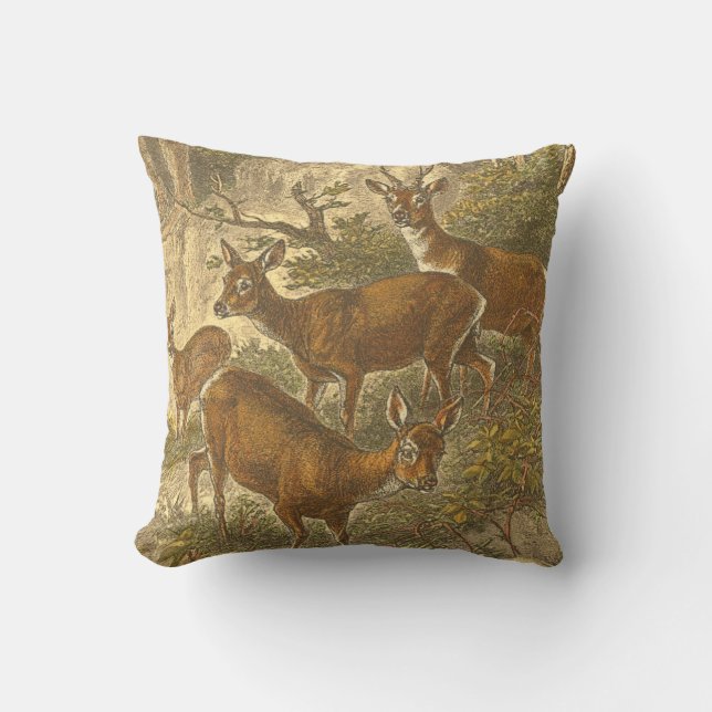 Family of Roe - Deers in a Forest Throw Pillow (Front)