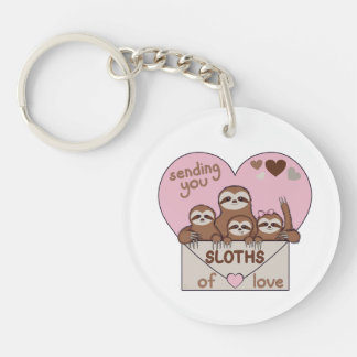 Family of Sloths with Envelope, Heart and Text