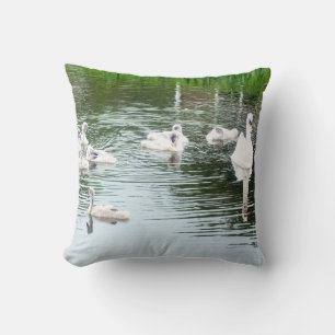 Family Of Swans Throw Pillow