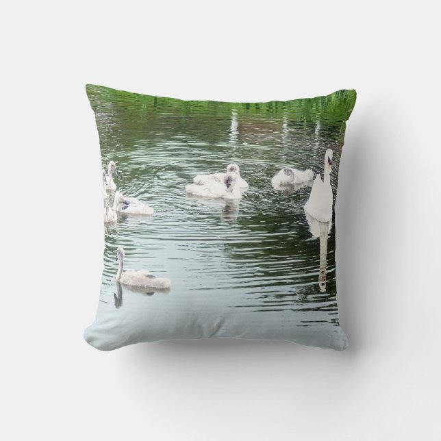 Family Of Swans Throw Pillow (Front)