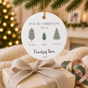 Family of Three First Christmas Ornament