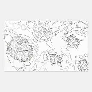 Family of turtles colour me sticker