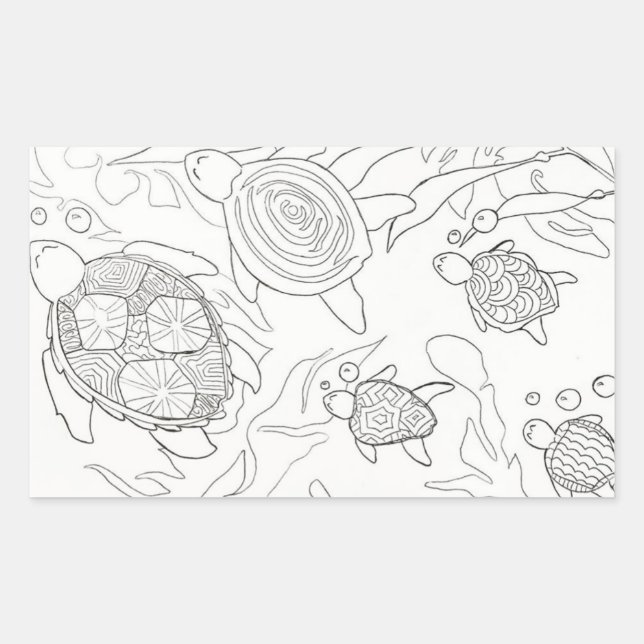 Family of turtles colour me sticker (Front)
