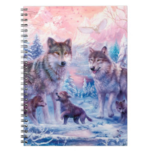 Family Of Wolves Painting Notebook