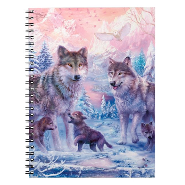 Family Of Wolves Painting Notebook (Front)