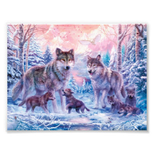 Family Of Wolves Painting Photo Print