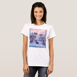 Family Of Wolves Painting T-Shirt