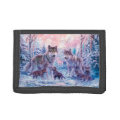 Family Of Wolves Painting Trifold Wallet (Front)
