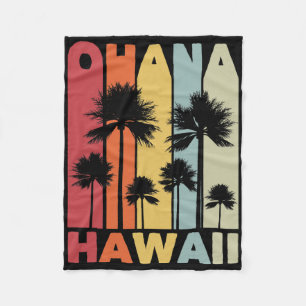 Family Ohana Hawaiian Retro Hawaii Tropical Summer Fleece Blanket