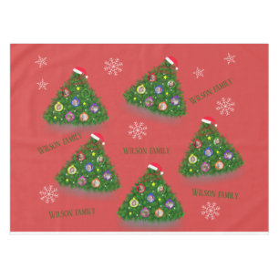 Family on Christmas Tree  Tablecloth