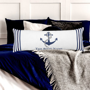 Family or Boat Name Navy Anchor Rope Nautical Body Pillow