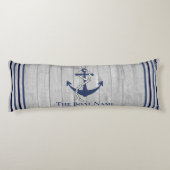 Family or Boat Name Navy Anchor Rope Nautical Body Pillow (Back)