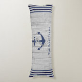 Family or Boat Name Navy Anchor Rope Nautical Body Pillow (Front Vertical)