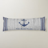 Family or Boat Name Navy Anchor Rope Nautical Body Pillow (Front)