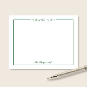 Family or Couples Elegant Script Green Stationery Thank You Card