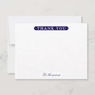 Family or Couples Formal Navy Blue Stationery Thank You Card