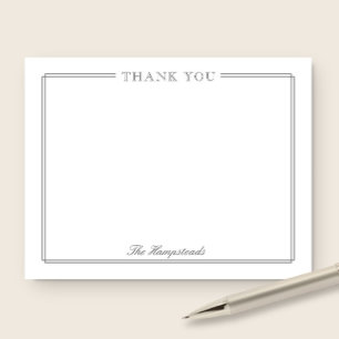Family or Wedding Elegant Script Grey Stationery Thank You Card