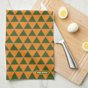 Family orange and green pattern triangles minimal kitchen towel