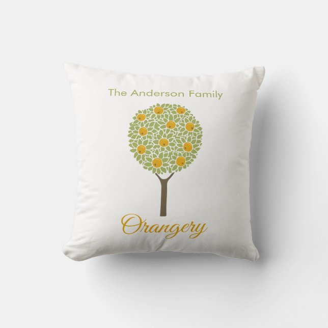 Family Orangery Orange Tree Throw Pillow (Front)