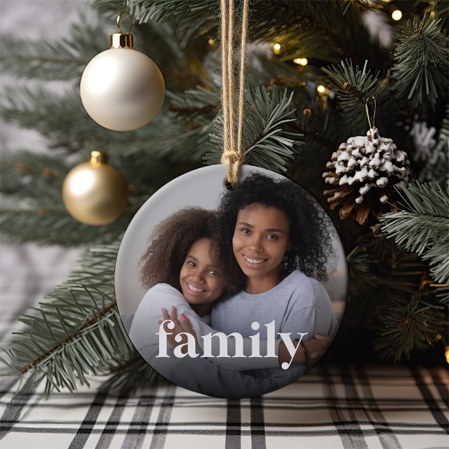 Family Overlay Photo Ceramic Ornament (Creator Uploaded)