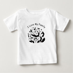 Family Panda Baby T-Shirt Text - I Love My Family
