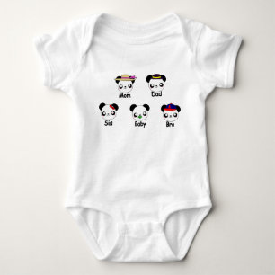 family panda bear animals baby bodysuit