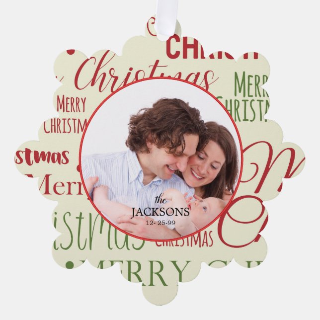 Family Paper Ornament Christmas Card (Front)