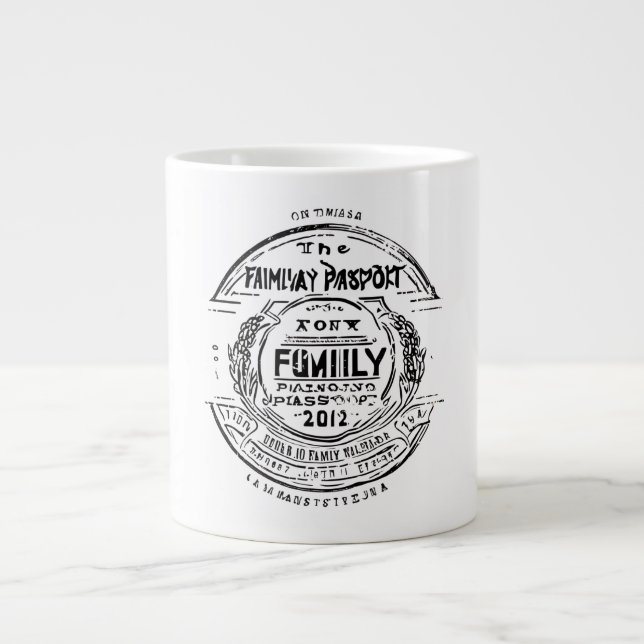 Family Passport Stamp Personalized Custom Travel  Large Coffee Mug (Front)