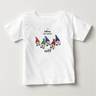 Family Personalized Baby's Scattered Merry Gnomes Baby T-Shirt