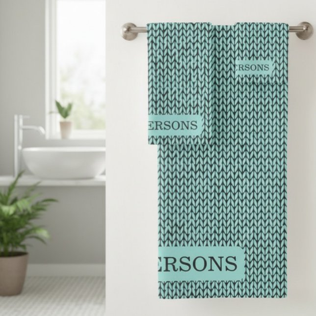 Family Personalized Knit Pattern Towel Set (Créateur téléchargé)