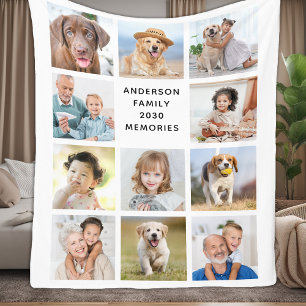Family Personalized Modern 11 Pictures Collage Fleece Blanket