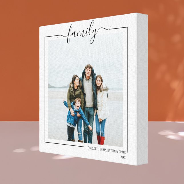 Family Personalized Photo and Text Typography Canvas Print (Creator Uploaded)