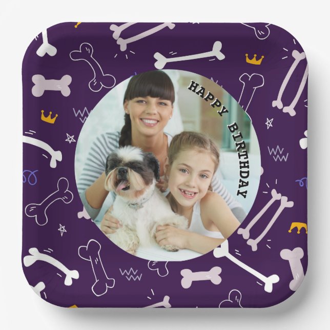 Family Personalized Photo birthday  Paper Plate (Front)