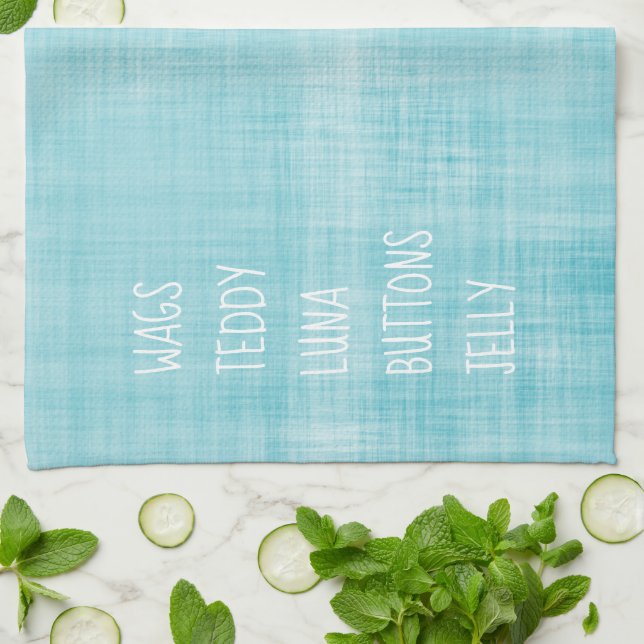 Family Pet Names Timeless Decor Blue Fun Kitchen Towel (Folded)