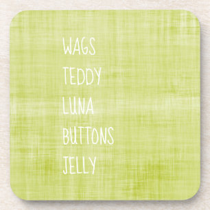 Family Pet NAMES Timeless Keepsake Decor Lime Fun Coaster